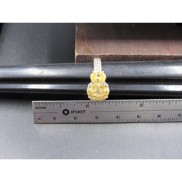 Size 6 Sterling Silver Stunning Triple Yellow Cubic Zirconia Band Ring - Picture 7 of 8